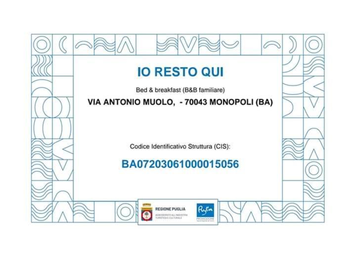 Io Resto Qui Bed and Breakfast Monopoli Εξωτερικό φωτογραφία